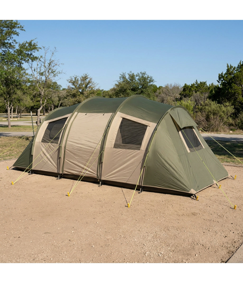 Xmkvd Four Person Vis a Vis Tent Olive Sand - Lifestyle view