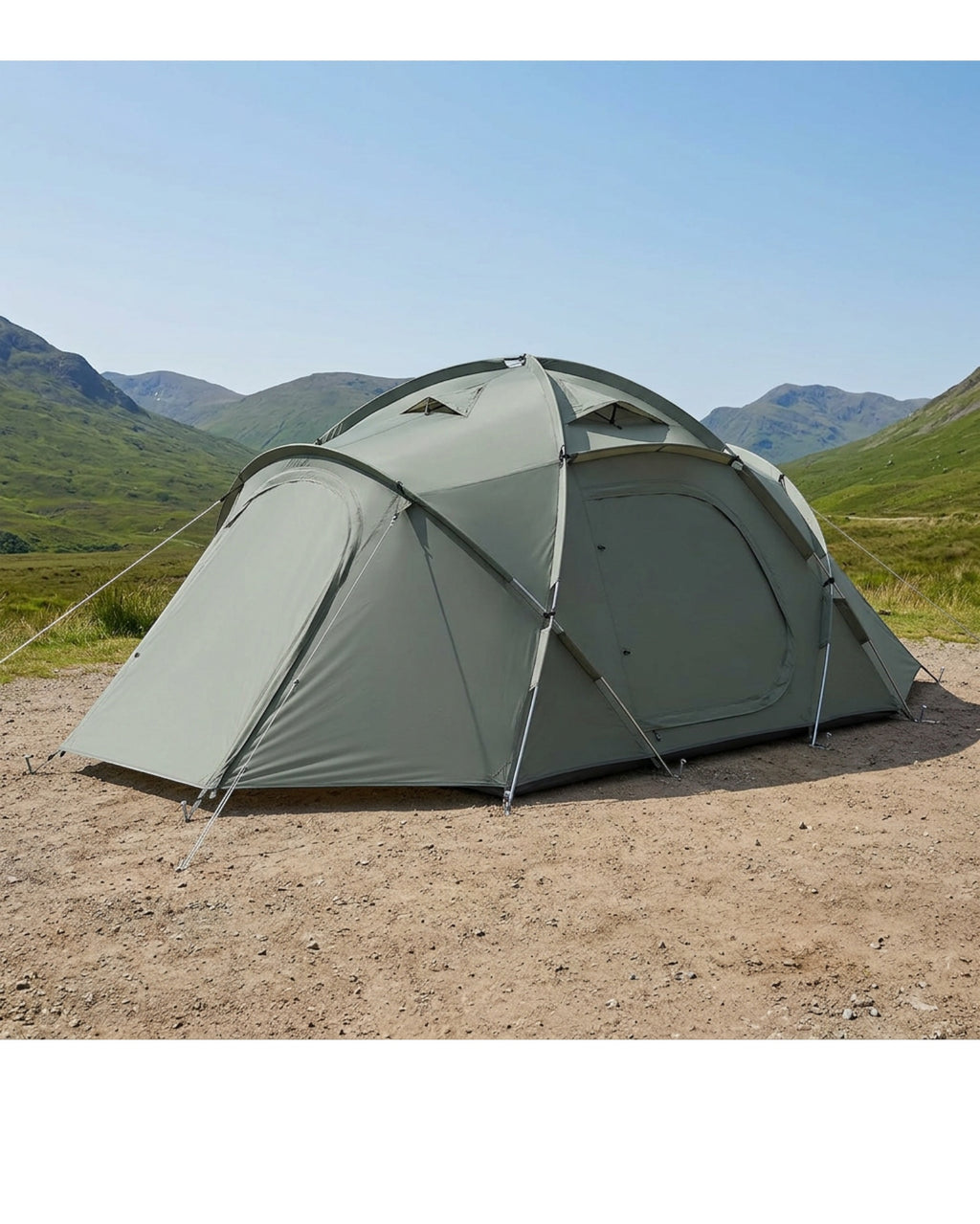 Xmkvd Three Person Geodesic Tent Moss Gray - Lifestyle view